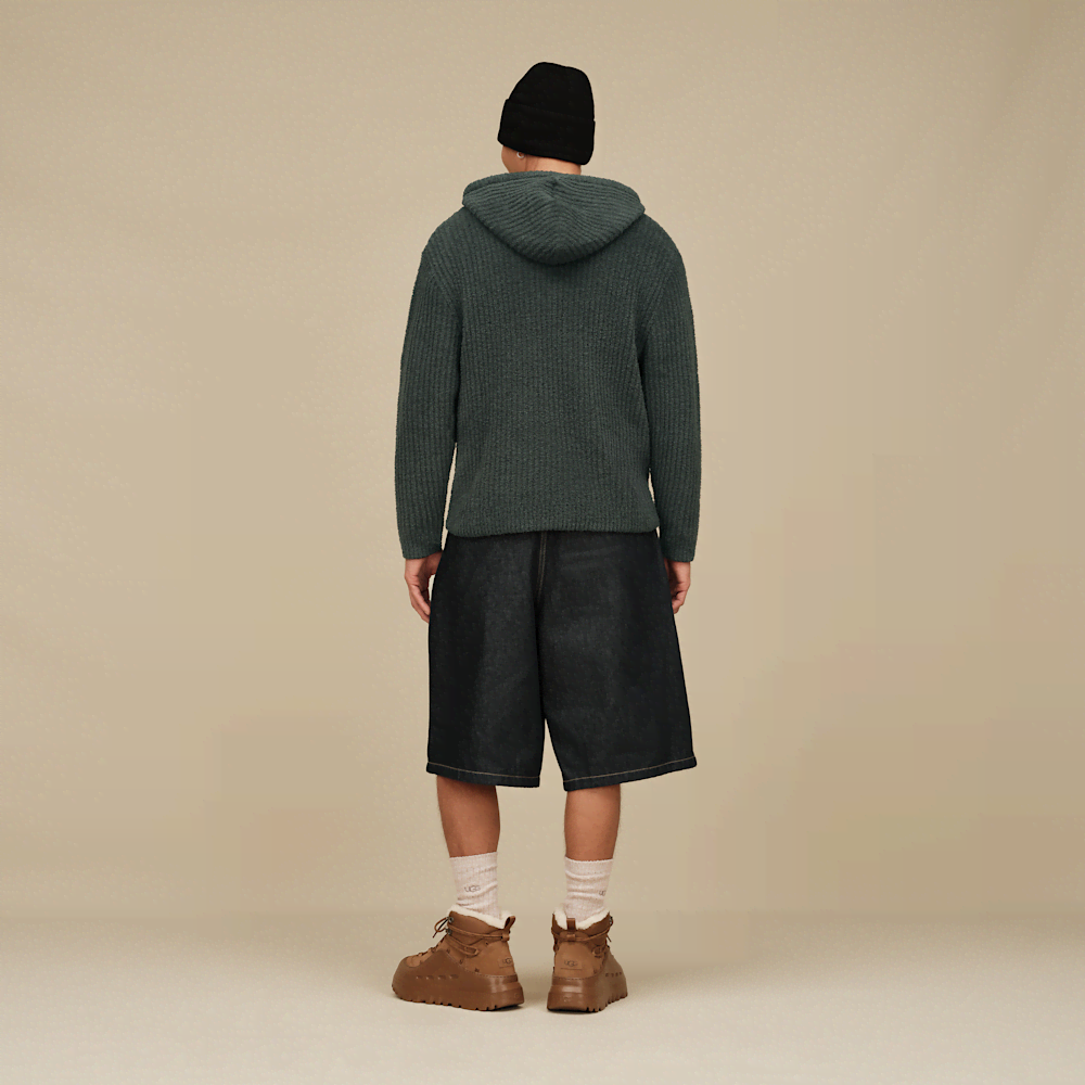 Men's Recycled Ribbed Pullover Hoodie - Oyster