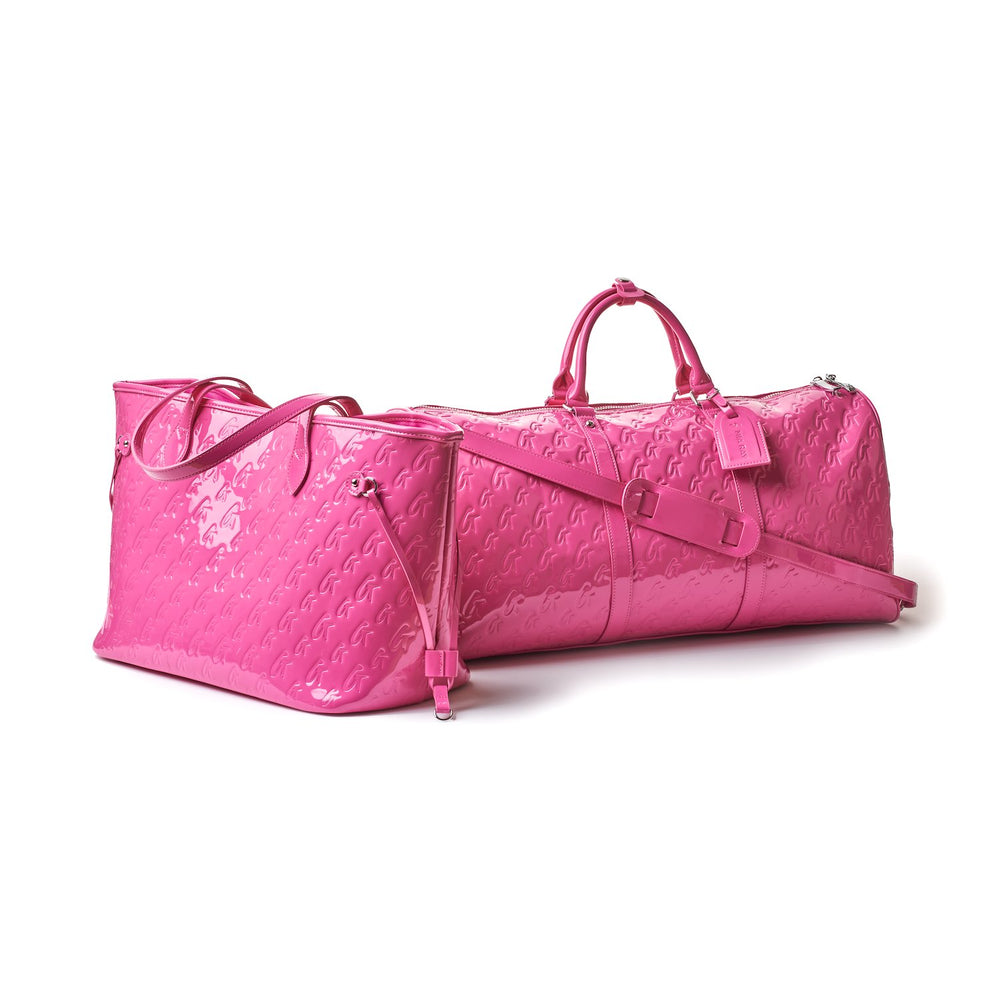 Mirrored Travel Bag Set - Hot Pink