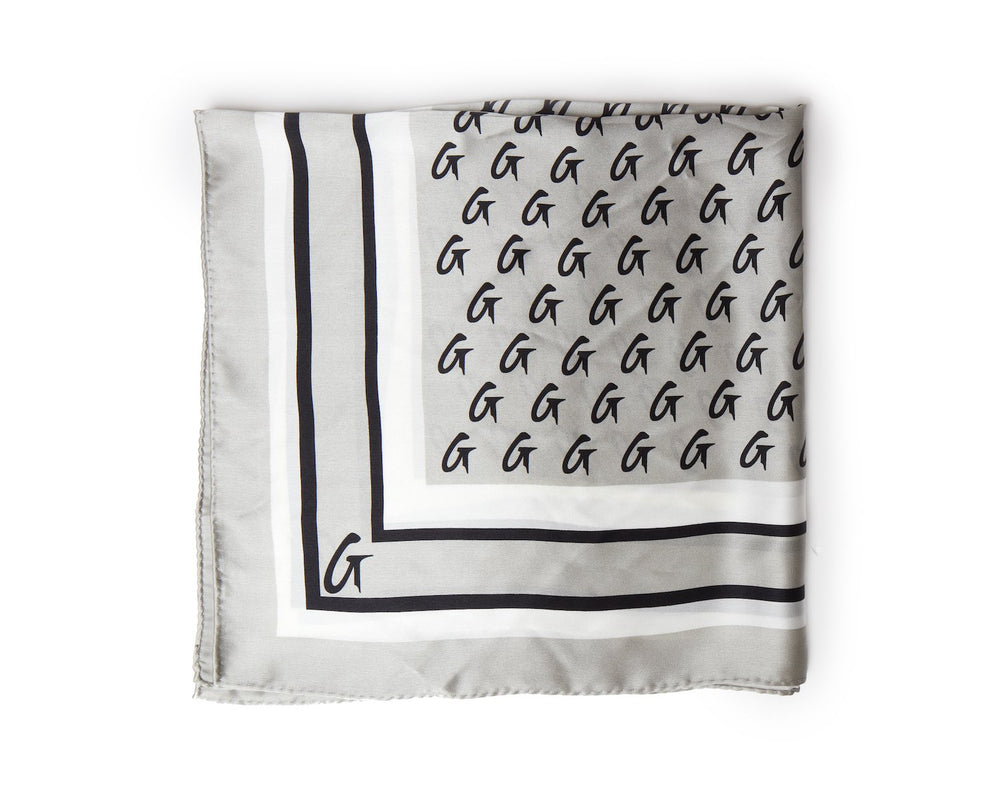 Medium Printed Silk Scarf - Silver