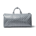Vegan Leather Duffle Bag - Gray