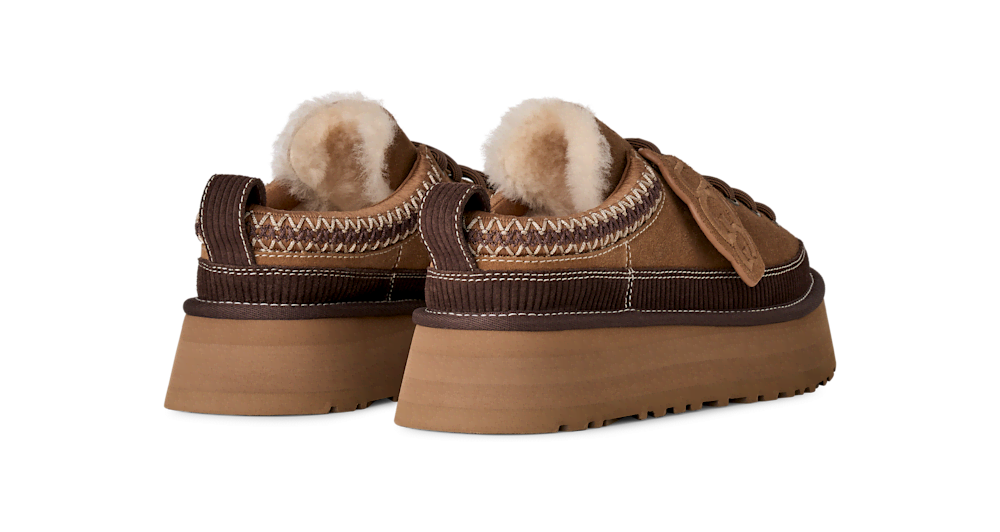 Women's Suede Lace-Up Platform Slipper - Sand
