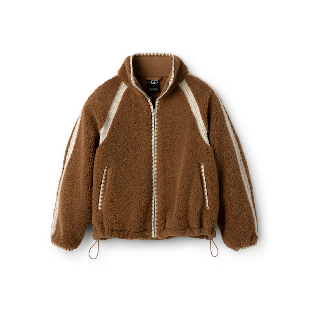 Women's Crochet Trim Plush Fleece Jacket - Cobble