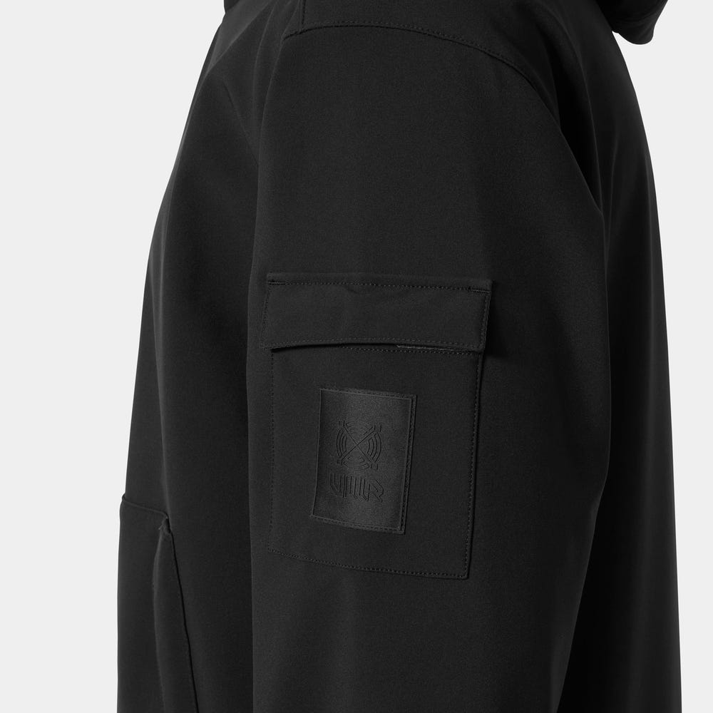 Unisex Fleece-Backed Softshell Hoodie - Black