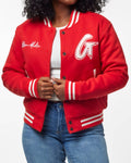 Cotton Blend Varsity Jacket - Red