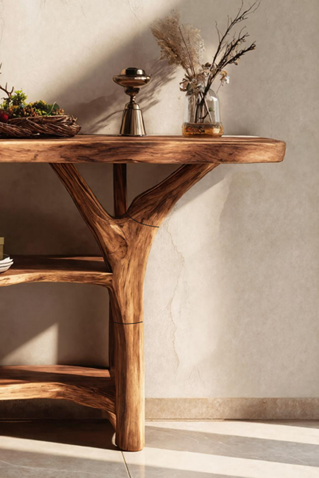 Mid Century Solid Wood Console Table
