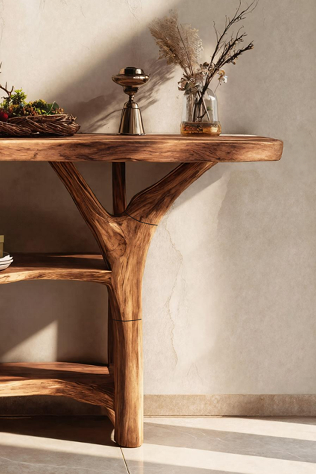 Mid Century Solid Wood Console Table