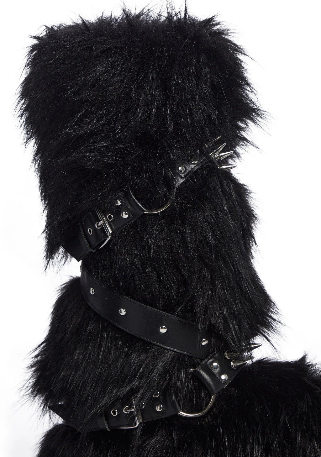 Faux Fur Platform Wedge Boots - Black