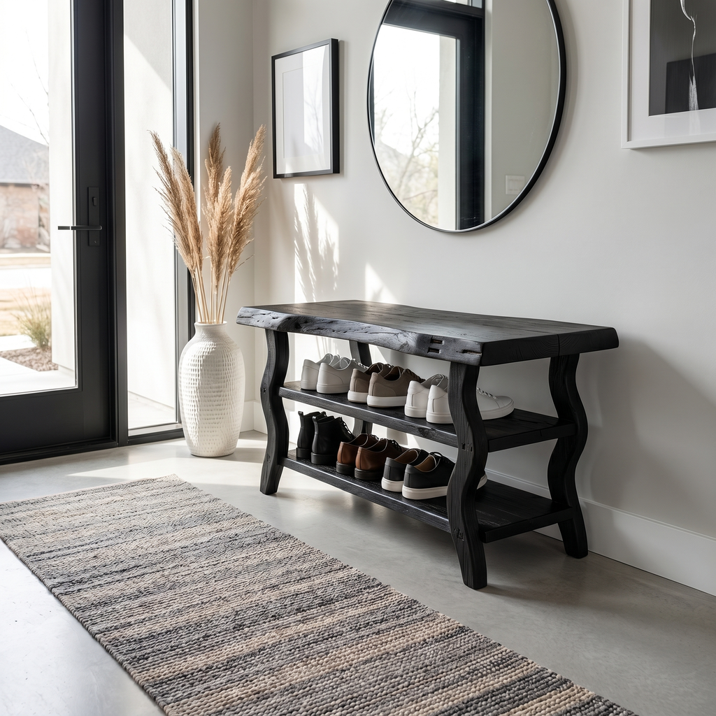Artisan Rustic Shoe Storage Bench