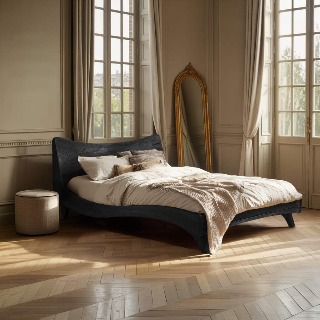 Set Headboard And Curved Bed Frame For Modern Bedroom