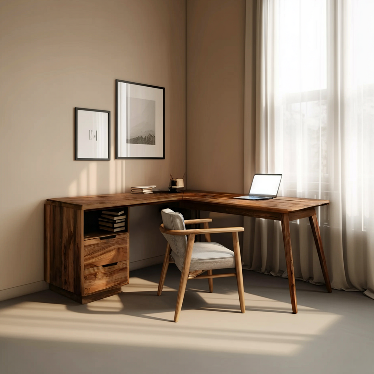Minimal L Shaped Desk For Home Workspace