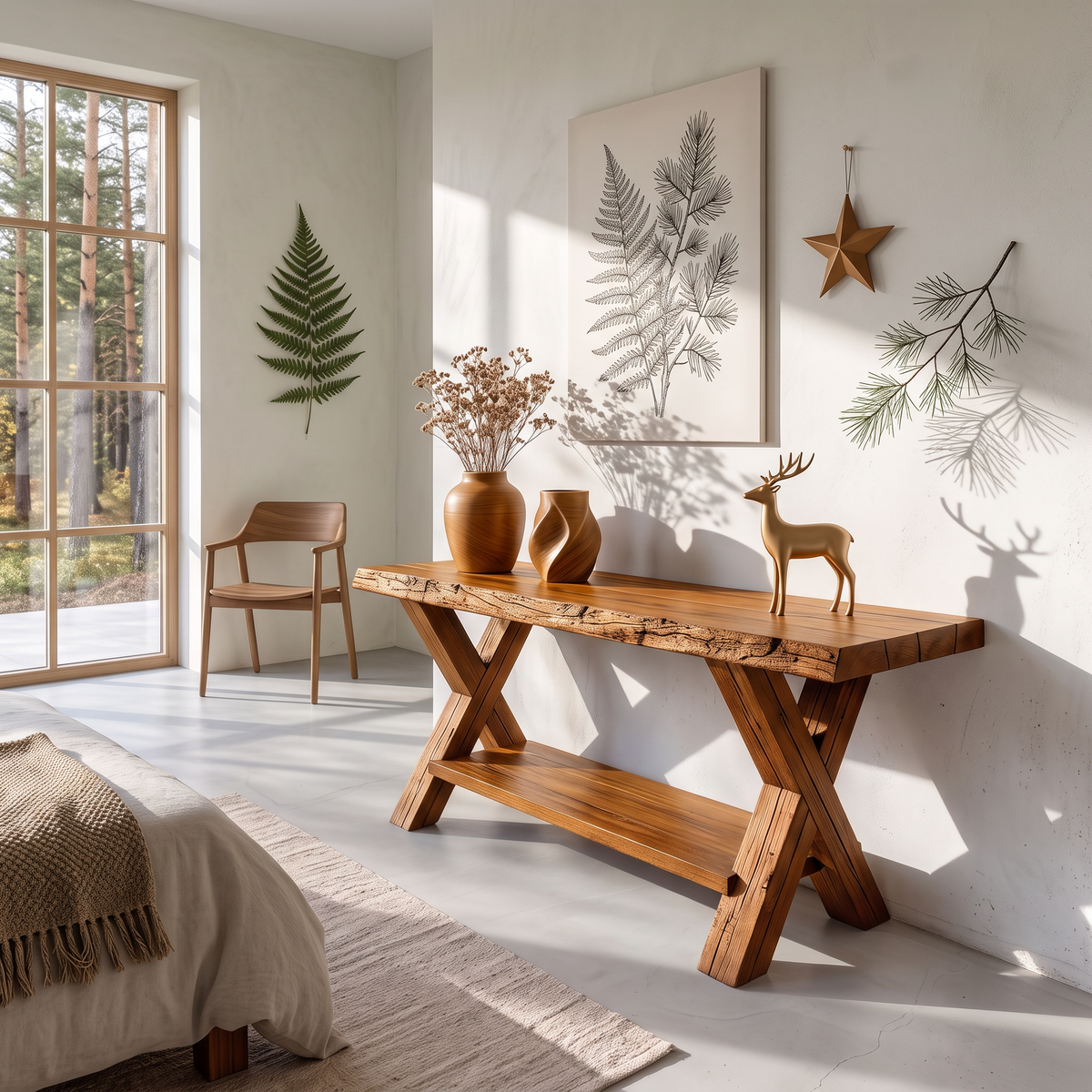 Rustic Farmhouse Solid Wood Console Table