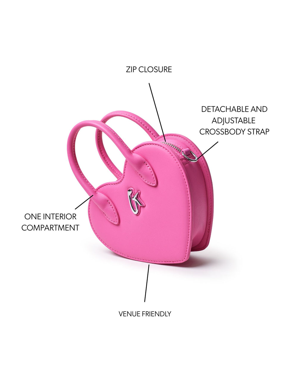 Mini Heart-Shaped Crossbody Bag - Pink