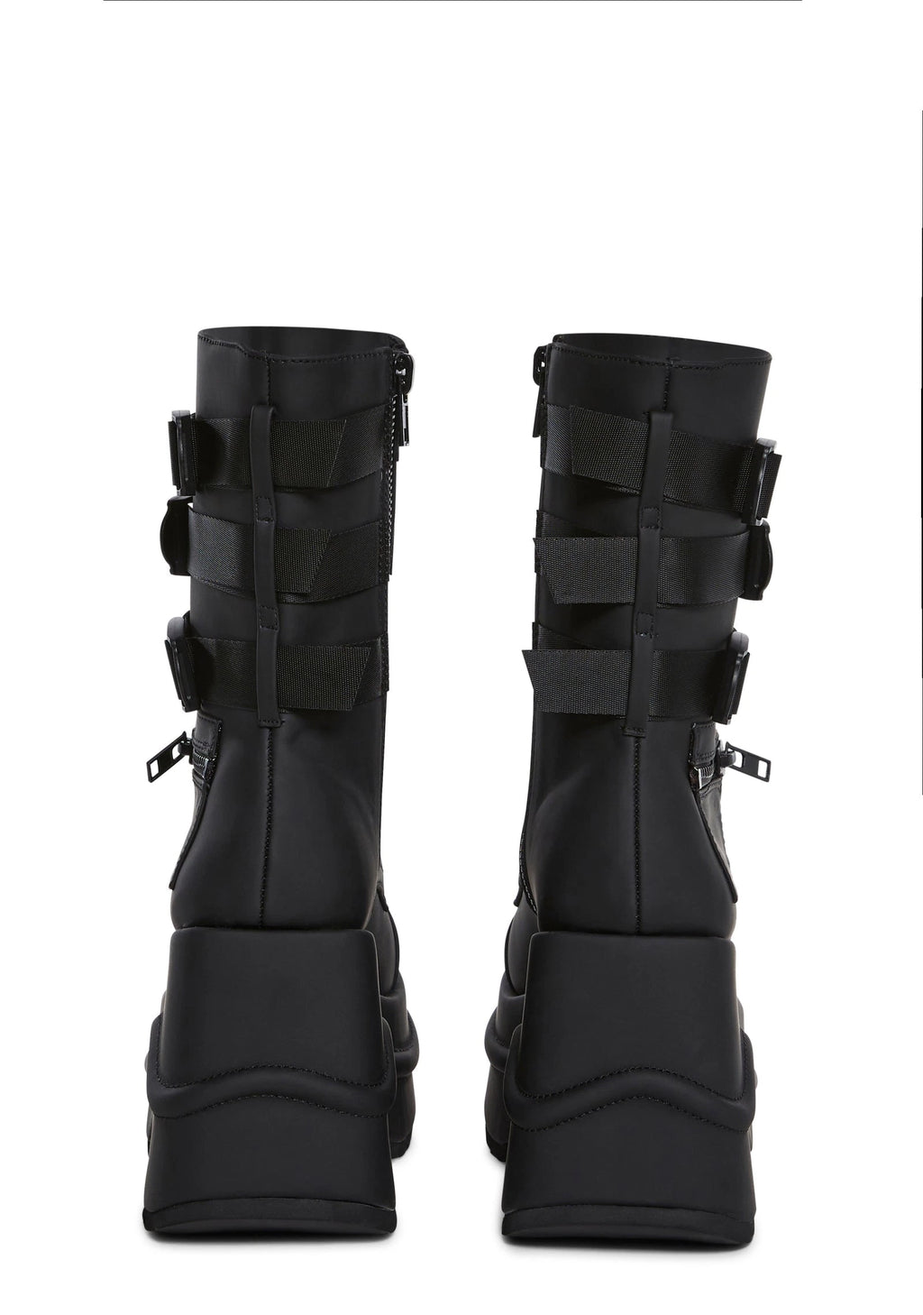 Wedge Platform Combat Boots - Black