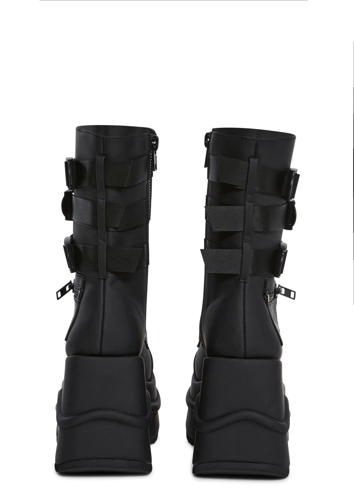 Wedge Platform Combat Boots - Black