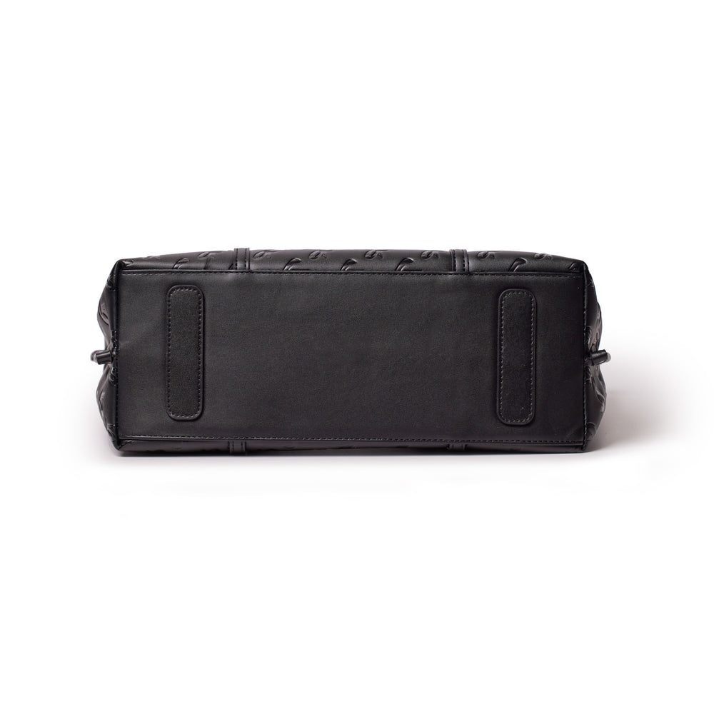 Vegan Leather Laptop Tote - Black