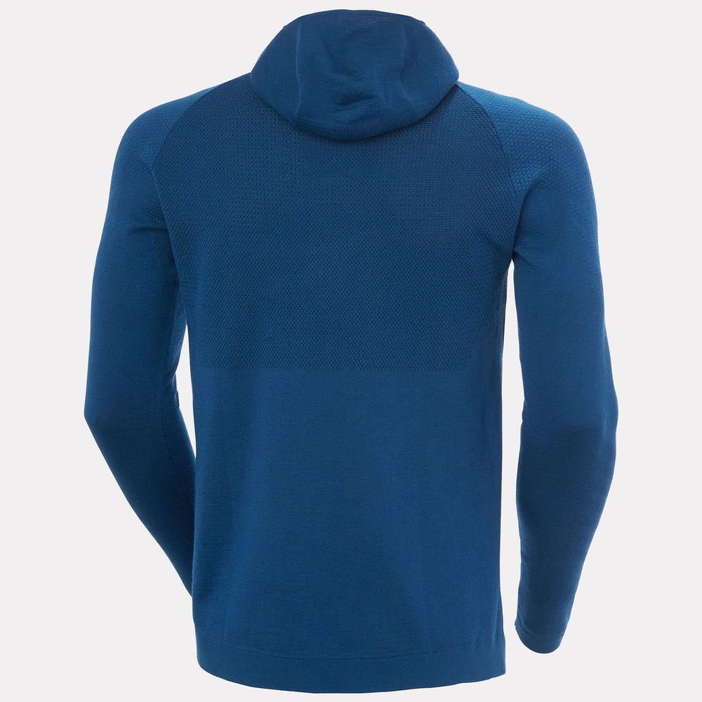 Men's Merino Wool Base Layer Hoodie - Blue