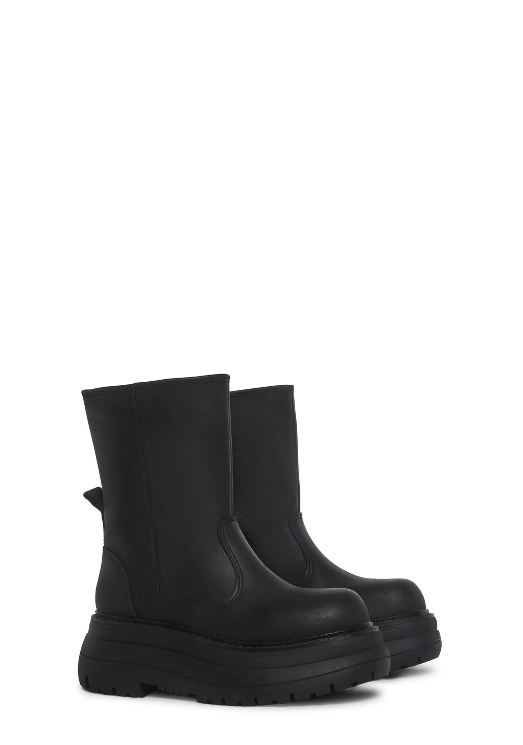 Vegan Leather Platform Boots - Black