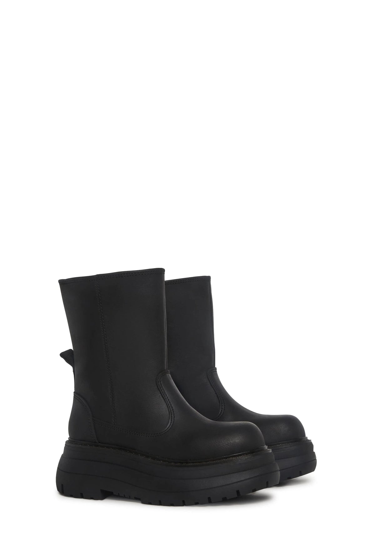 Vegan Leather Platform Boots - Black