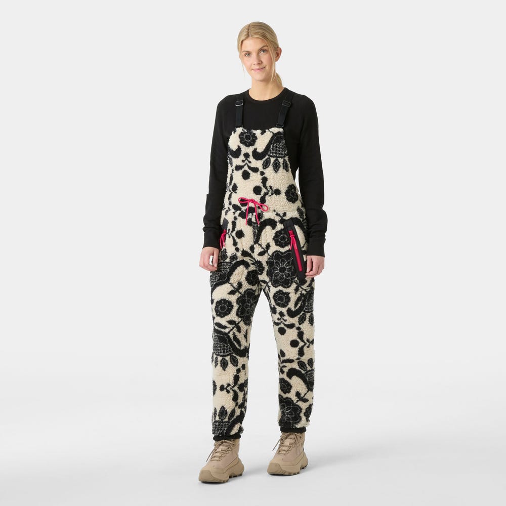 Unisex Printed Fleece Bib Overalls - Pink