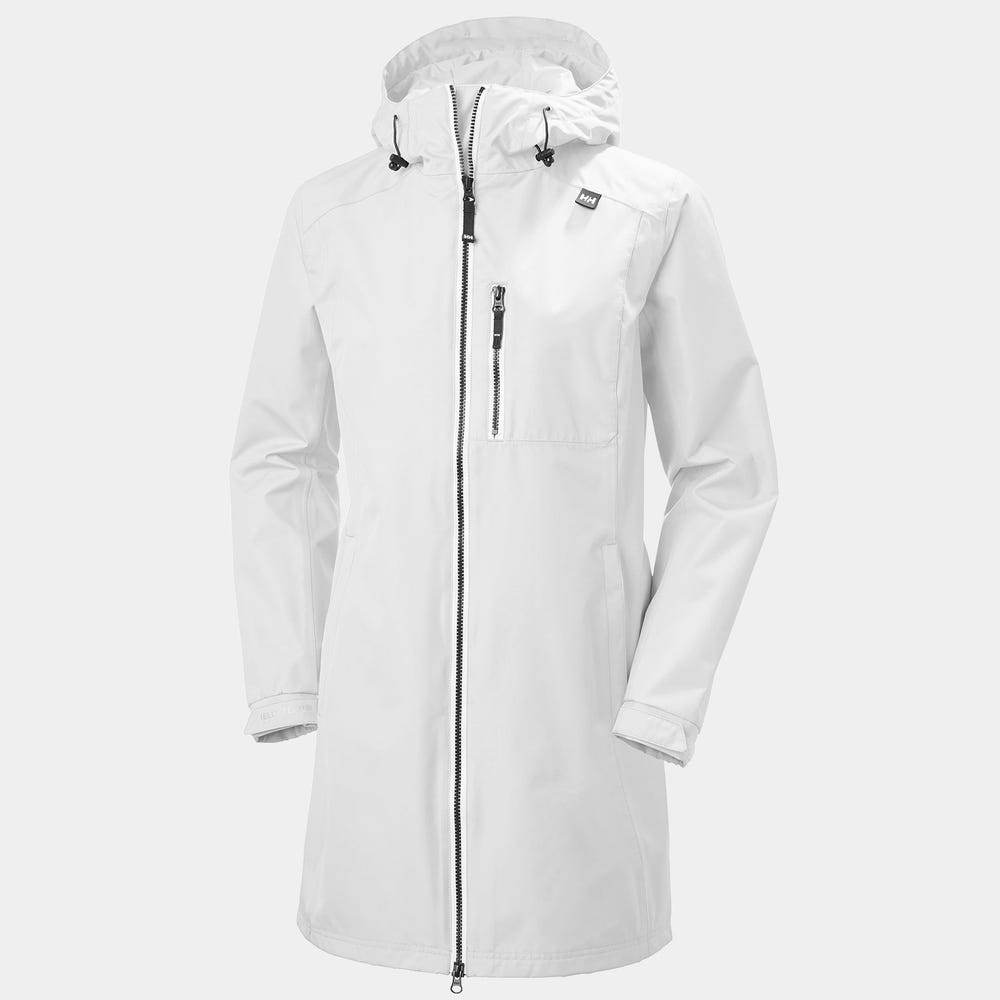 Women's Long Waterproof Rain Jacket - White