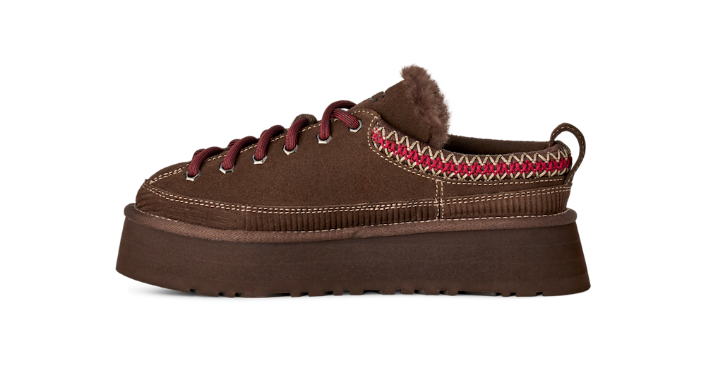 Women's Suede Lace-Up Platform Slipper - Sand