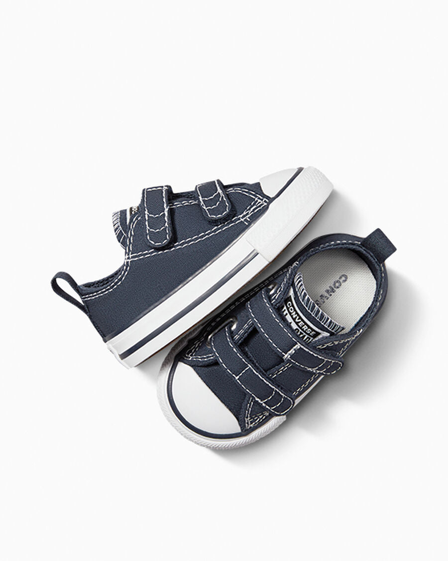 Toddler Easy-On Canvas Low Top Sneaker - Black - Athletic Navy/White