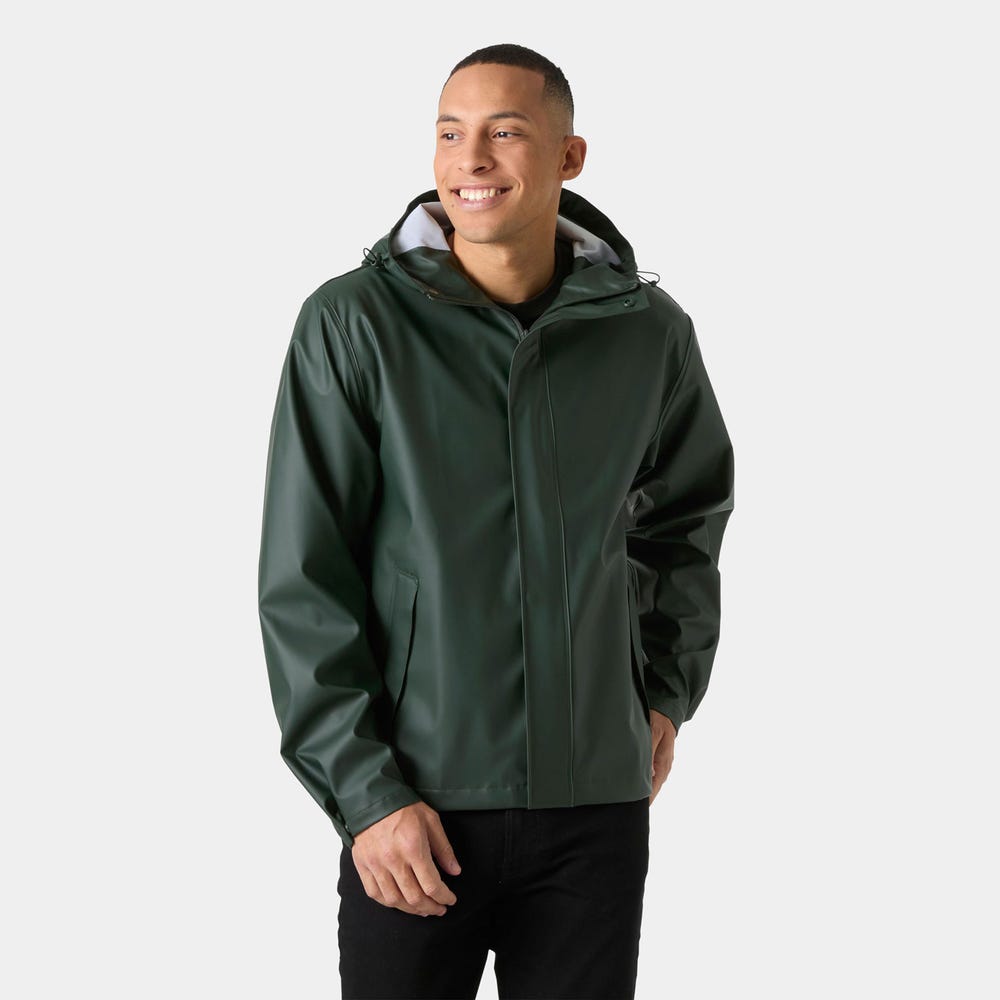 Men's Waterproof PU Rain Jacket - Dark Green