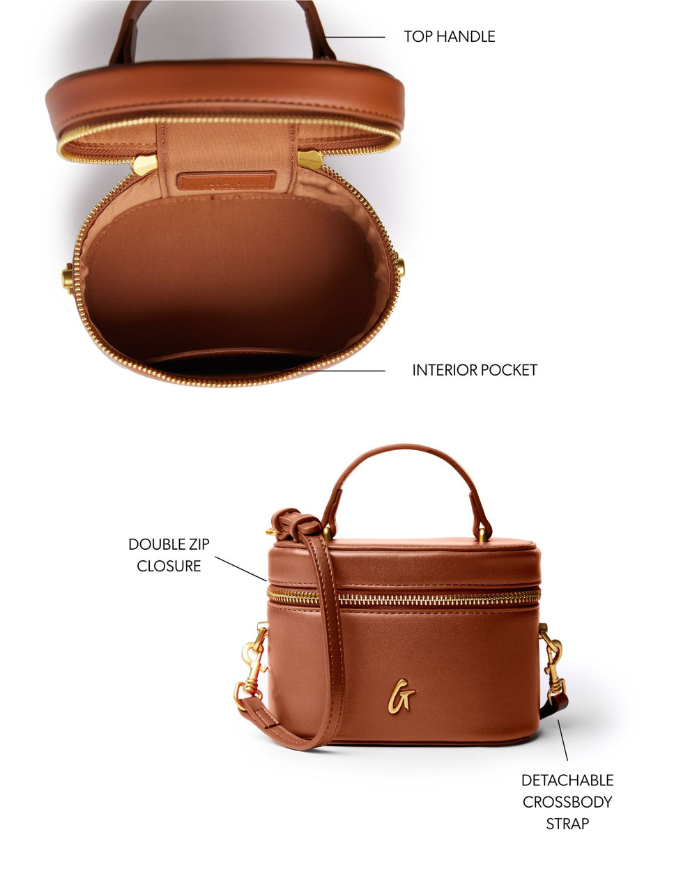 Mini Smooth Vanity Bag - Brown
