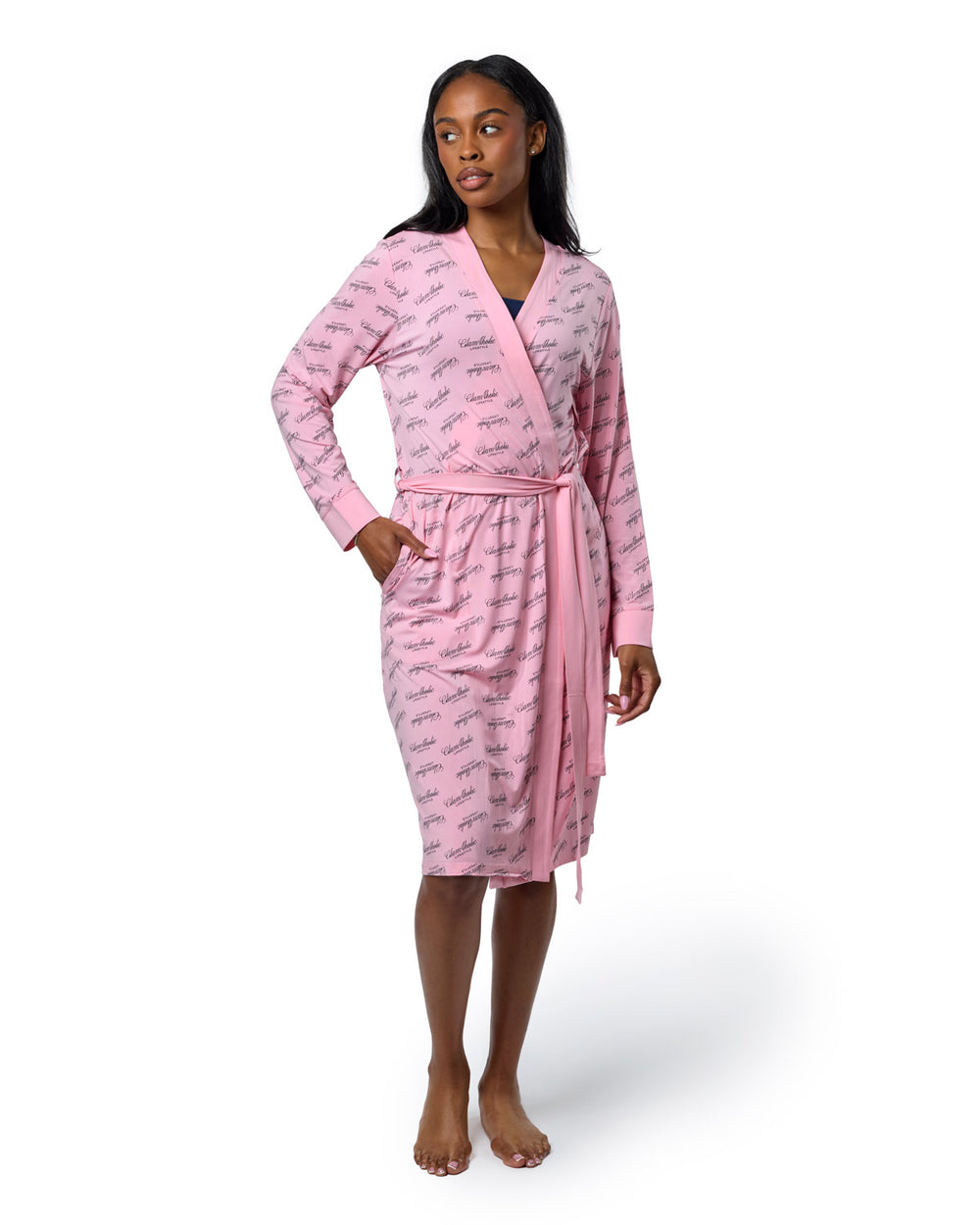 Rayon Blend Kimono Robe - Light Pink