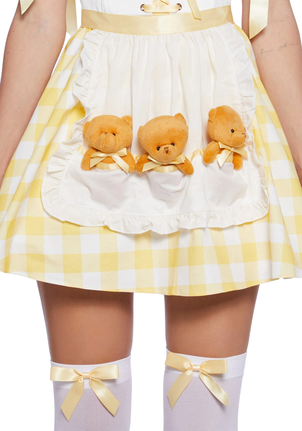 Gingham Dress & Bear Accessory Costume Set - Yellow