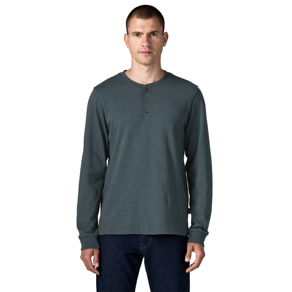 Men's Long Sleeve Cotton Henley Shirt - White