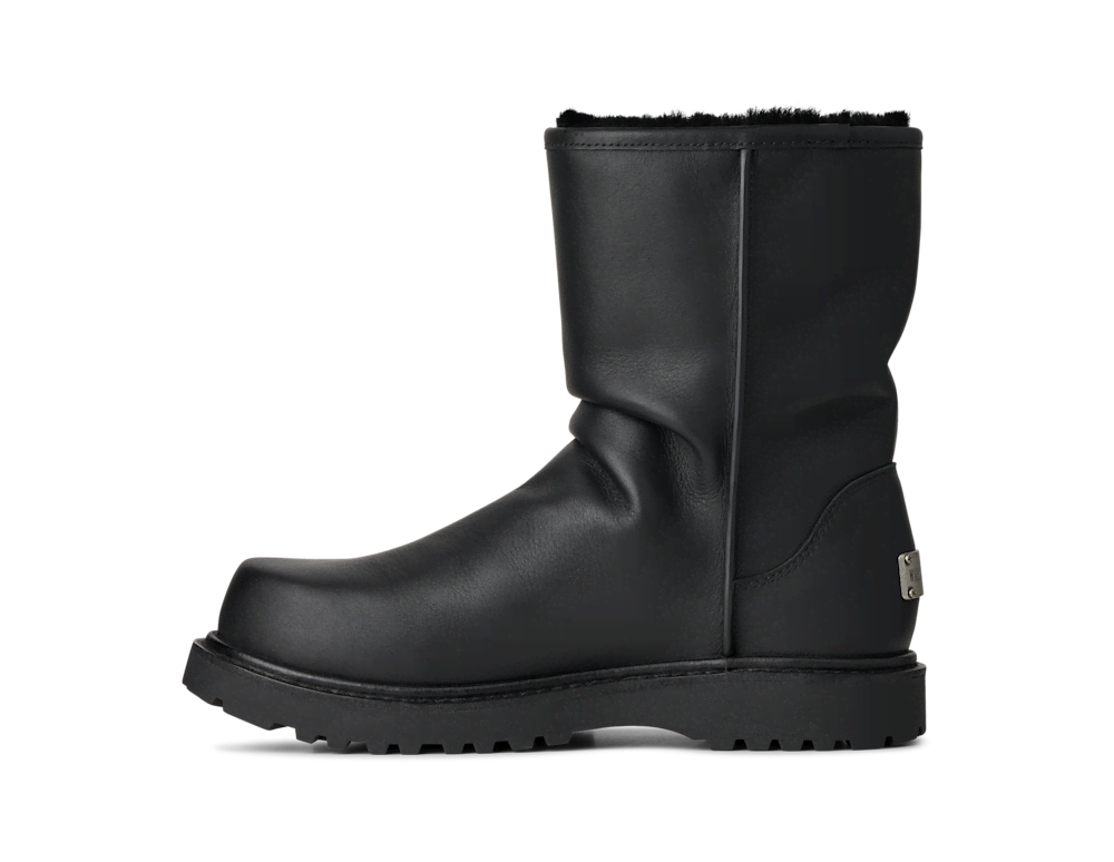 All-Gender Slouch Leather Sheepskin Boot - Black