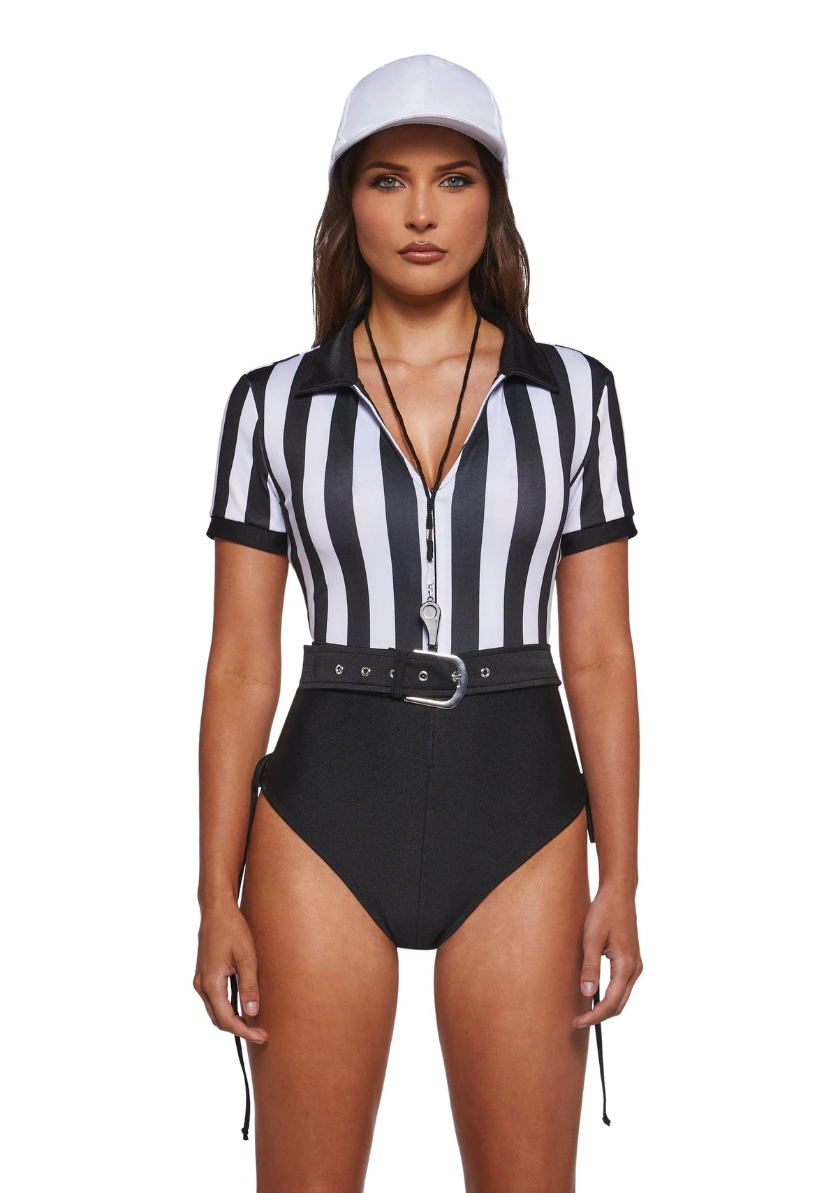Referee Bodysuit Costume Set - Black and White