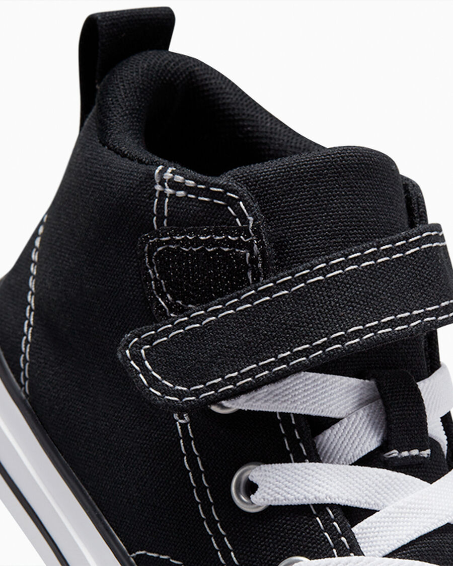 Canvas Easy-On Mid-Top Sneaker - Black/Black/White