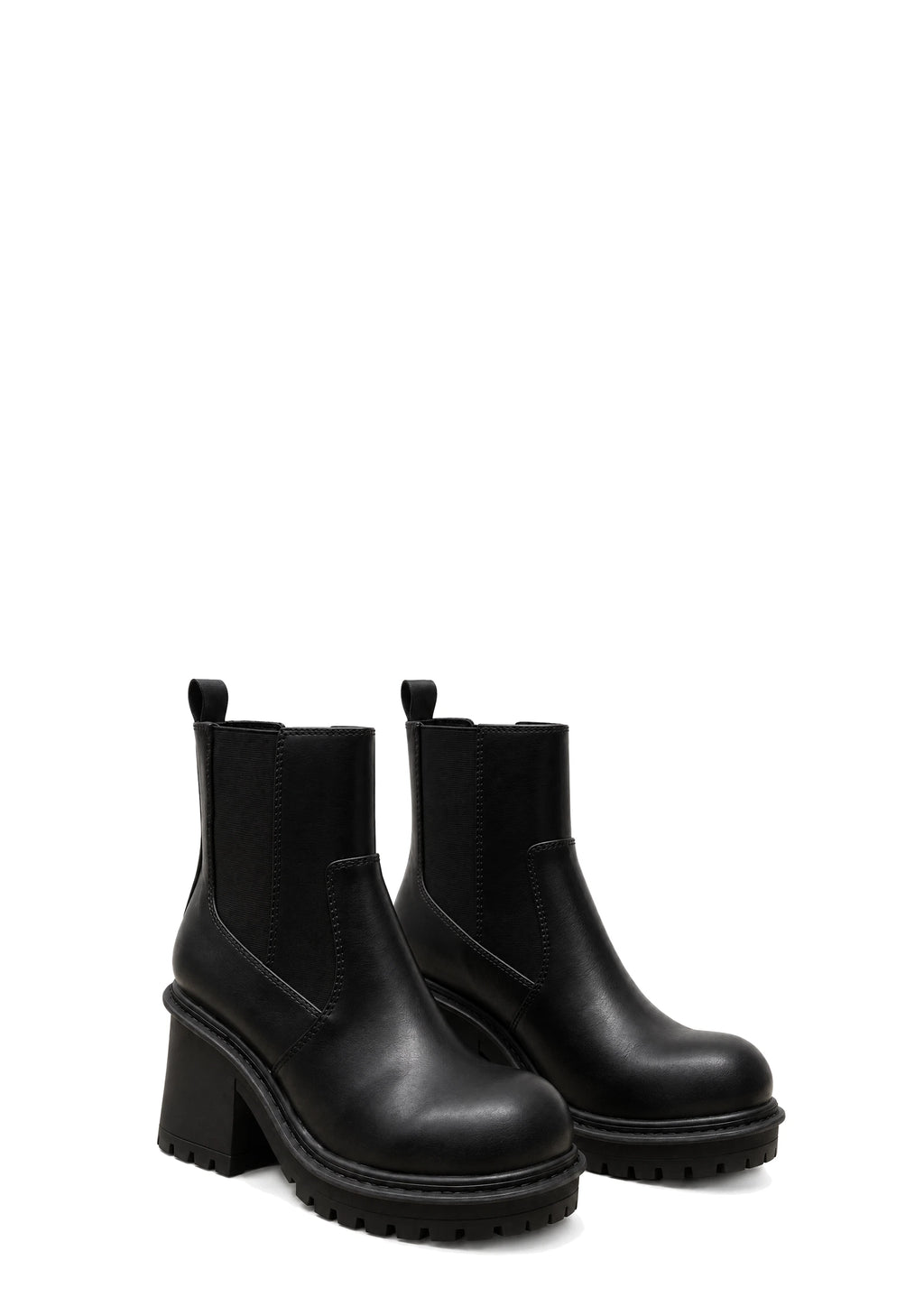 Lug Sole Chelsea Ankle Boots - Black