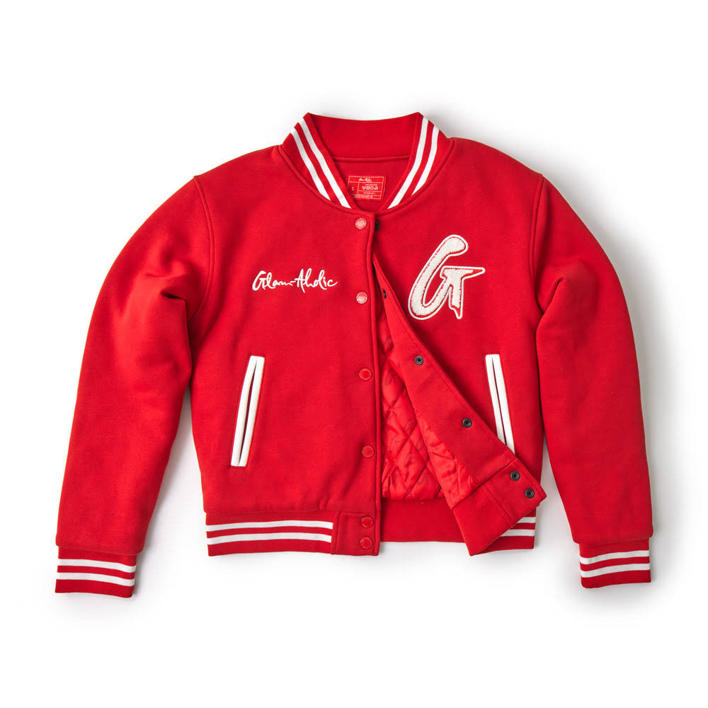 Cotton Blend Varsity Jacket - Red