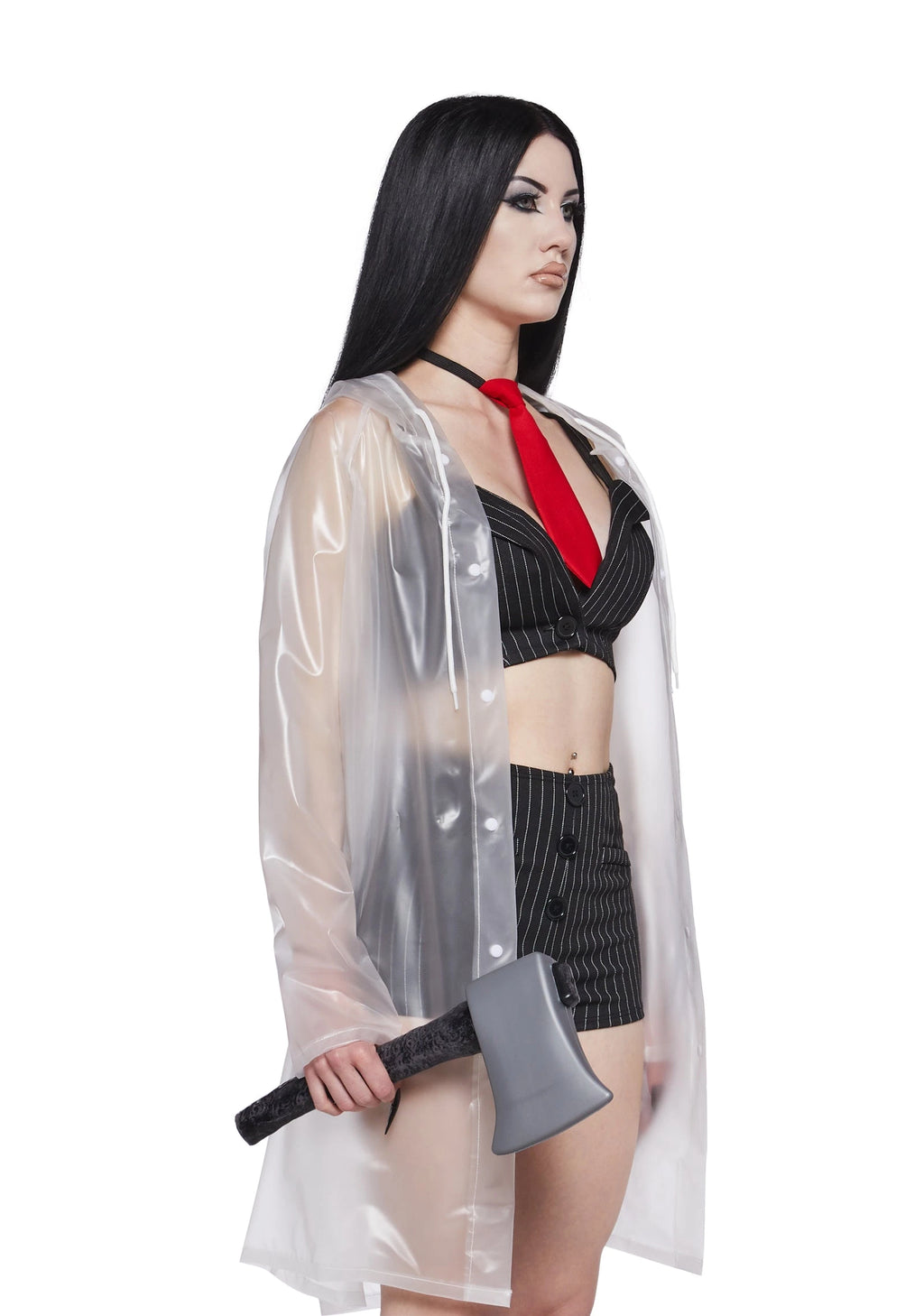 Pinstripe Crop Top Costume Set - Black