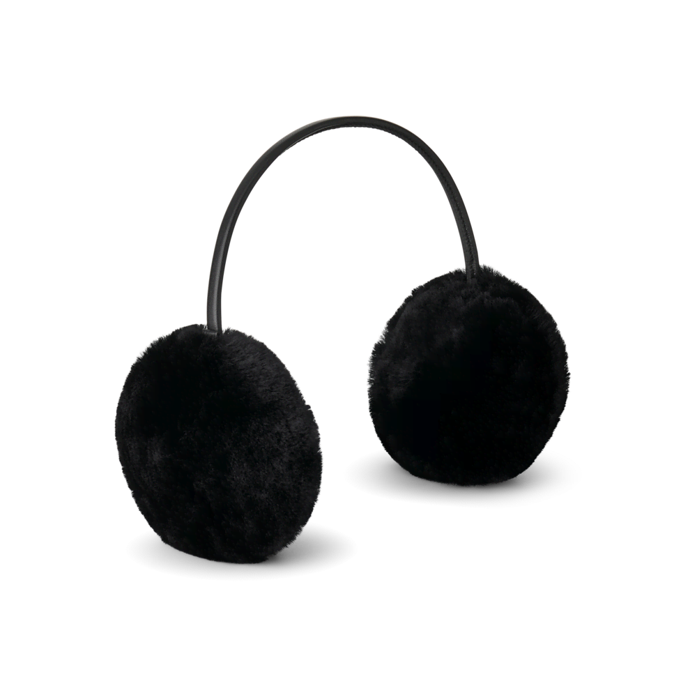 Women's Slim Leather Band Earmuffs - Black