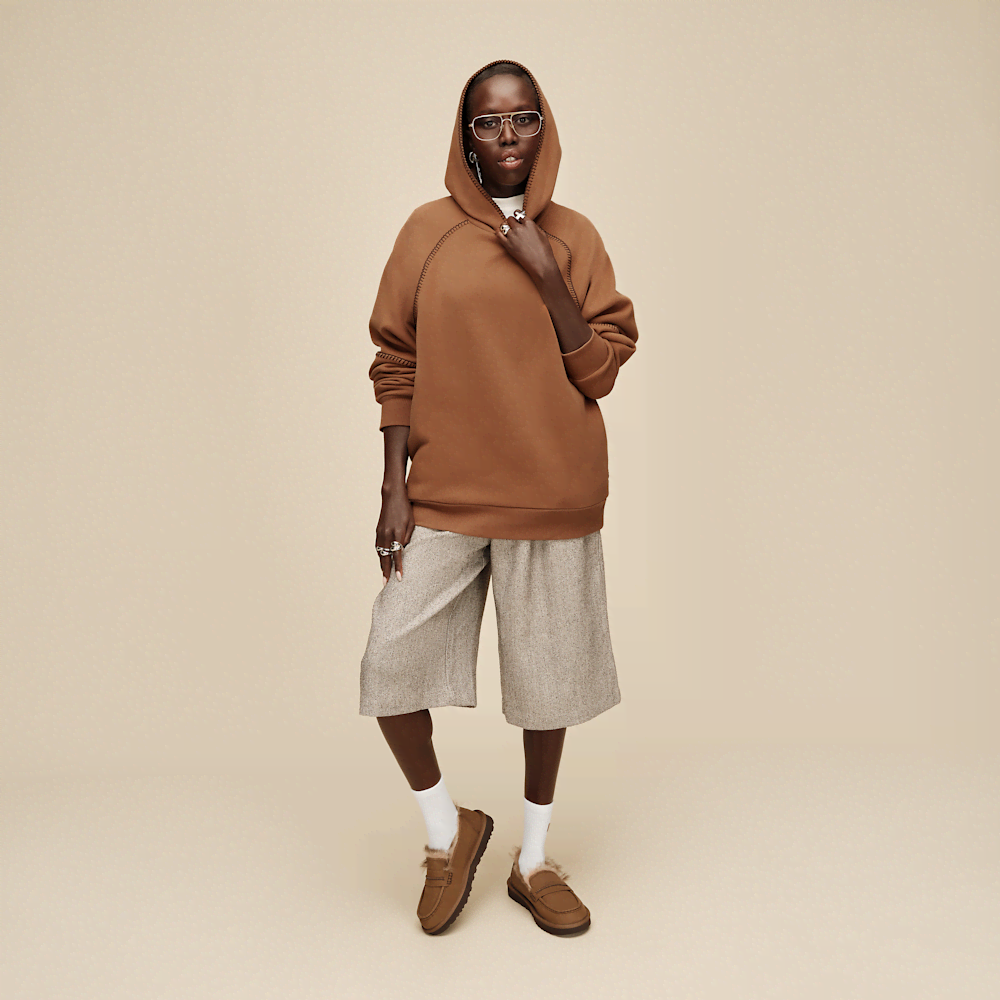 Women's Oversized Fleece Hoodie - Chestnut