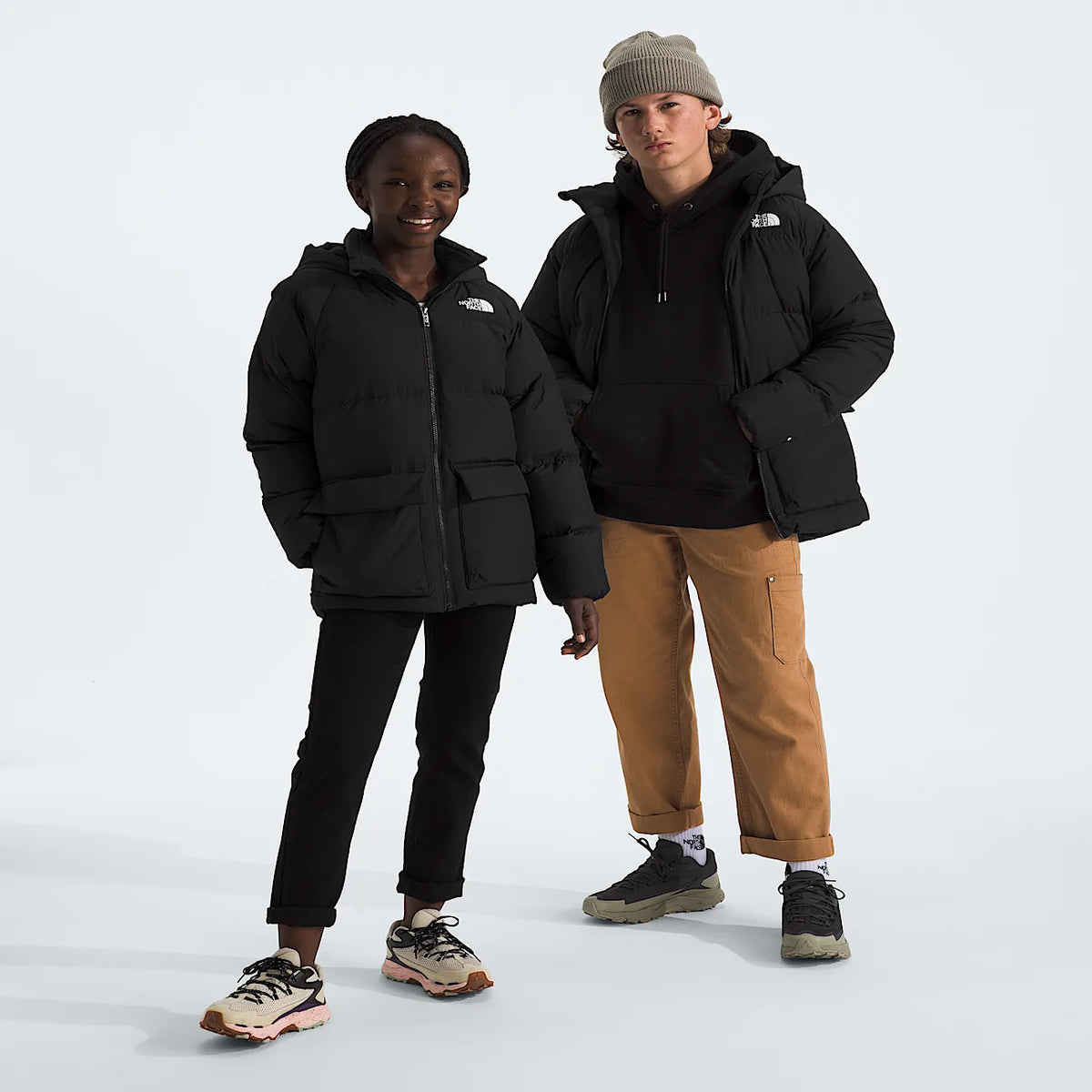 Kids' Fleece-Lined Down Short Parka - Black
