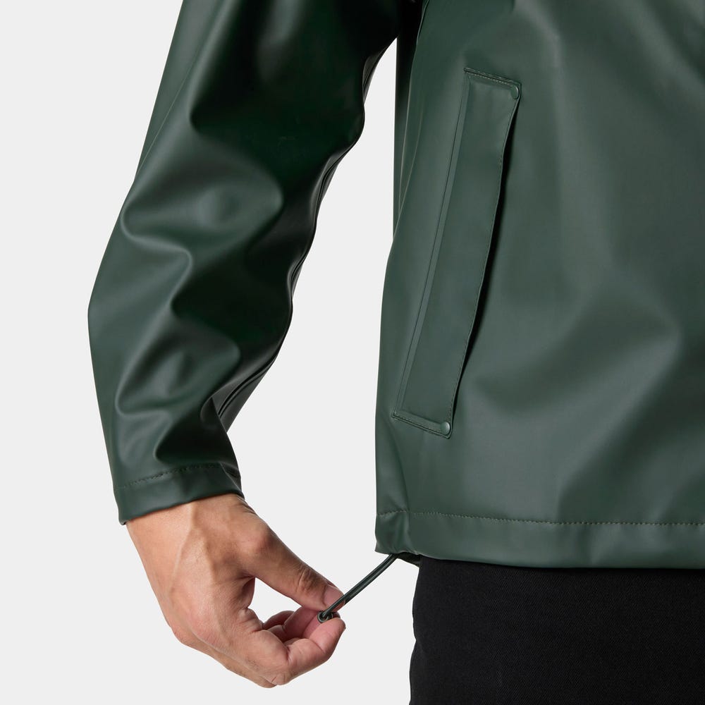 Men's Waterproof PU Rain Jacket - Dark Green