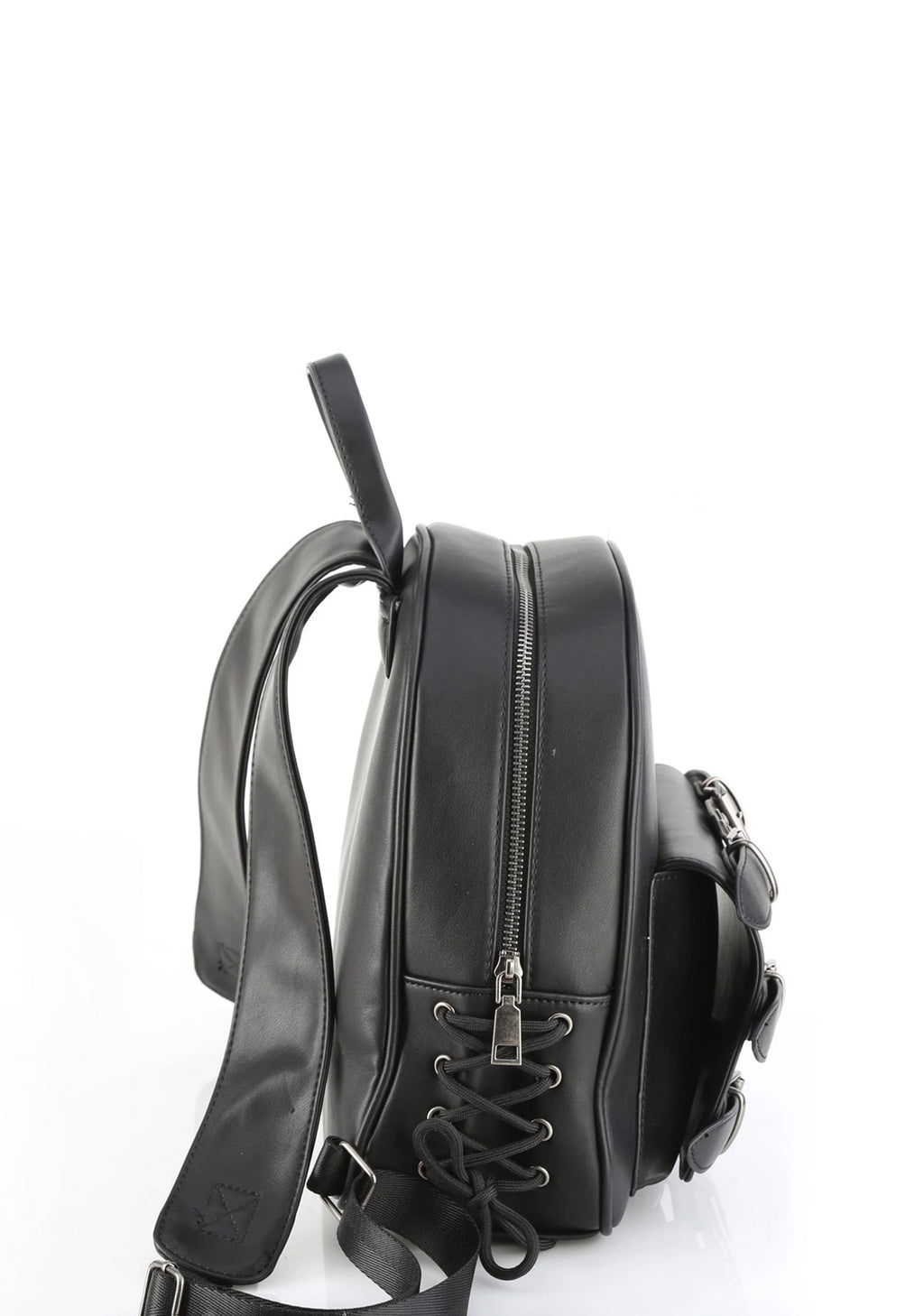 Faux Leather Mini Backpack - Black