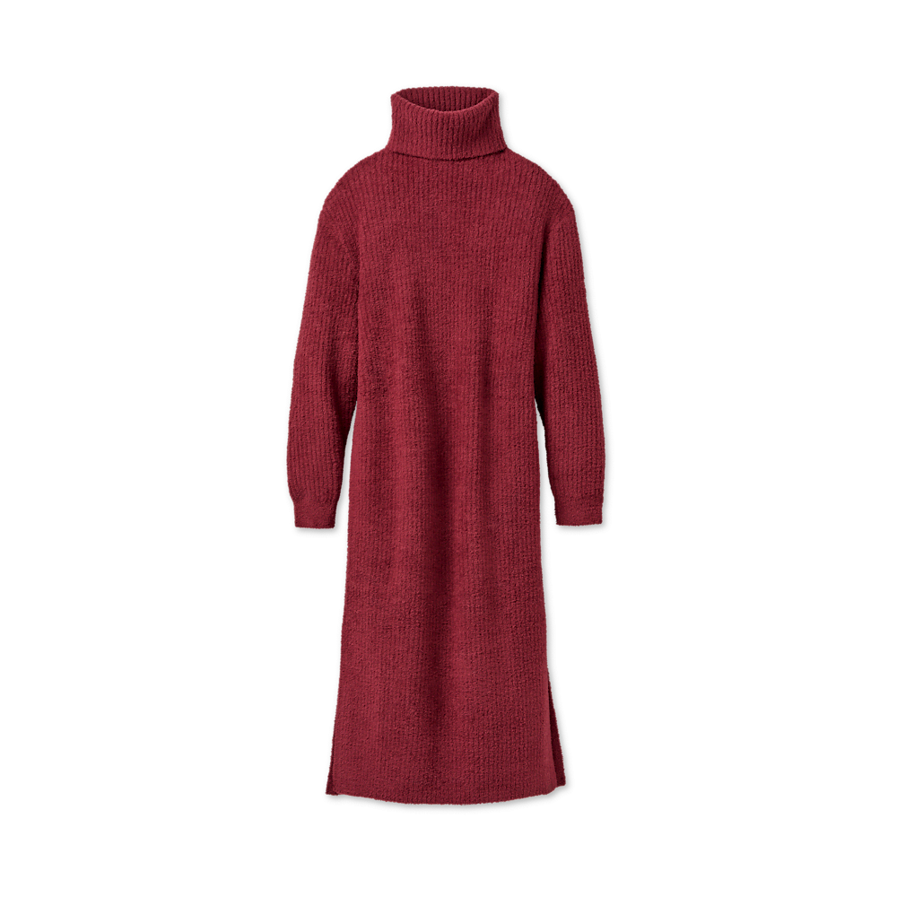 Women's Ribbed Turtleneck Maxi Dress - Brown