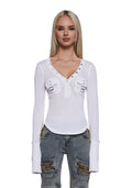 Waffle Knit Cargo Pocket Crop Top - White
