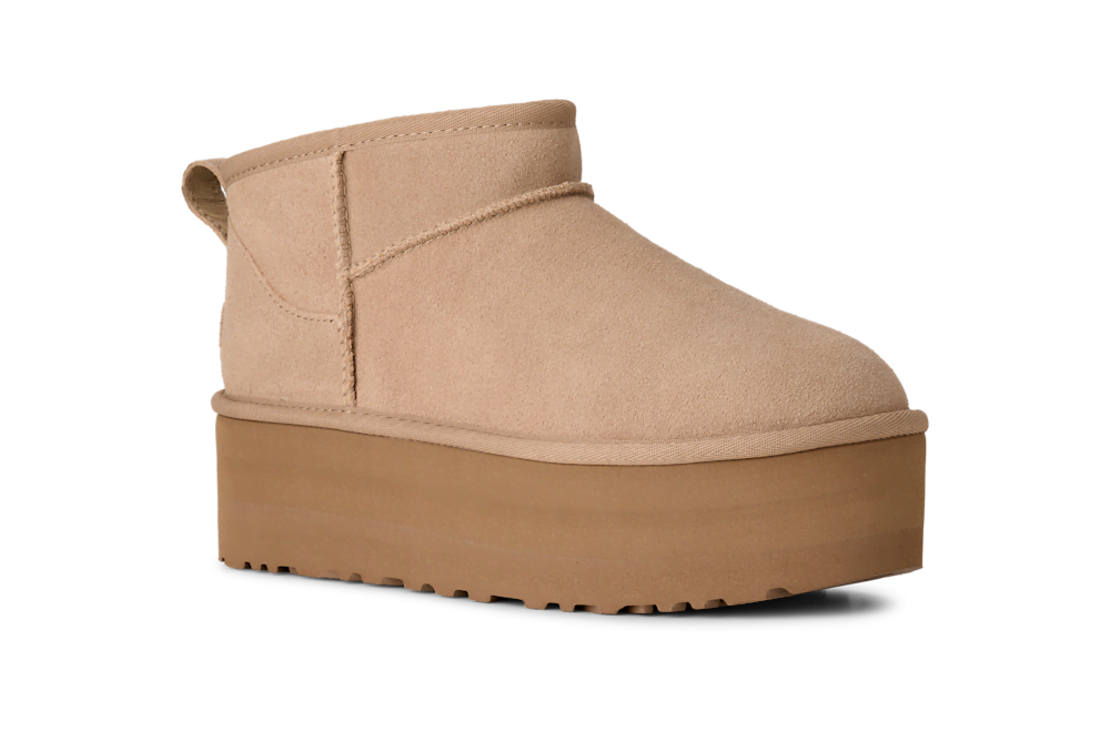 Women's Platform Ultra-Short Suede Boot - Sand