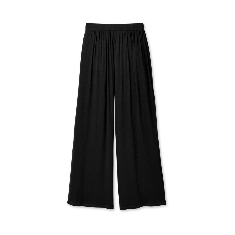 Women's Ribbed Wide-Leg Pants - Black