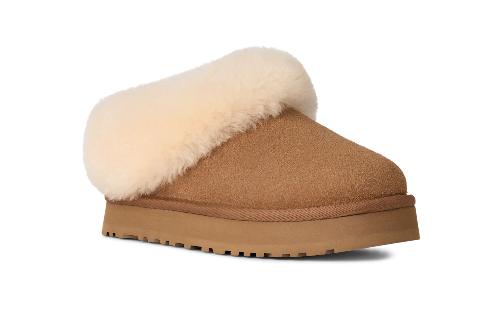 Kids' Suede Platform Slipper - Chestnut