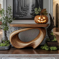 Mid Century Wooden Live Edge Console Table
