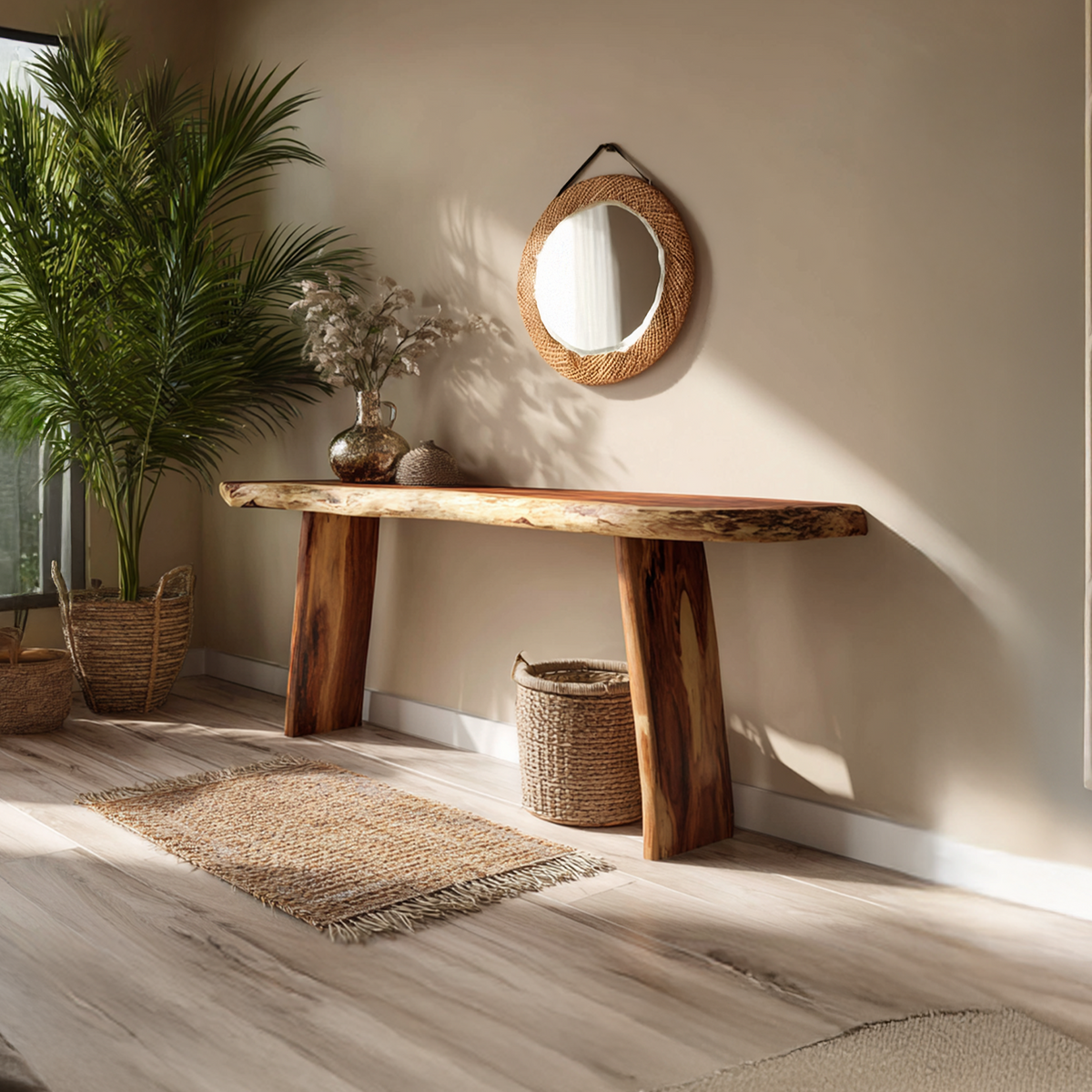 Handcrafted Live Edge Entryway Console Table