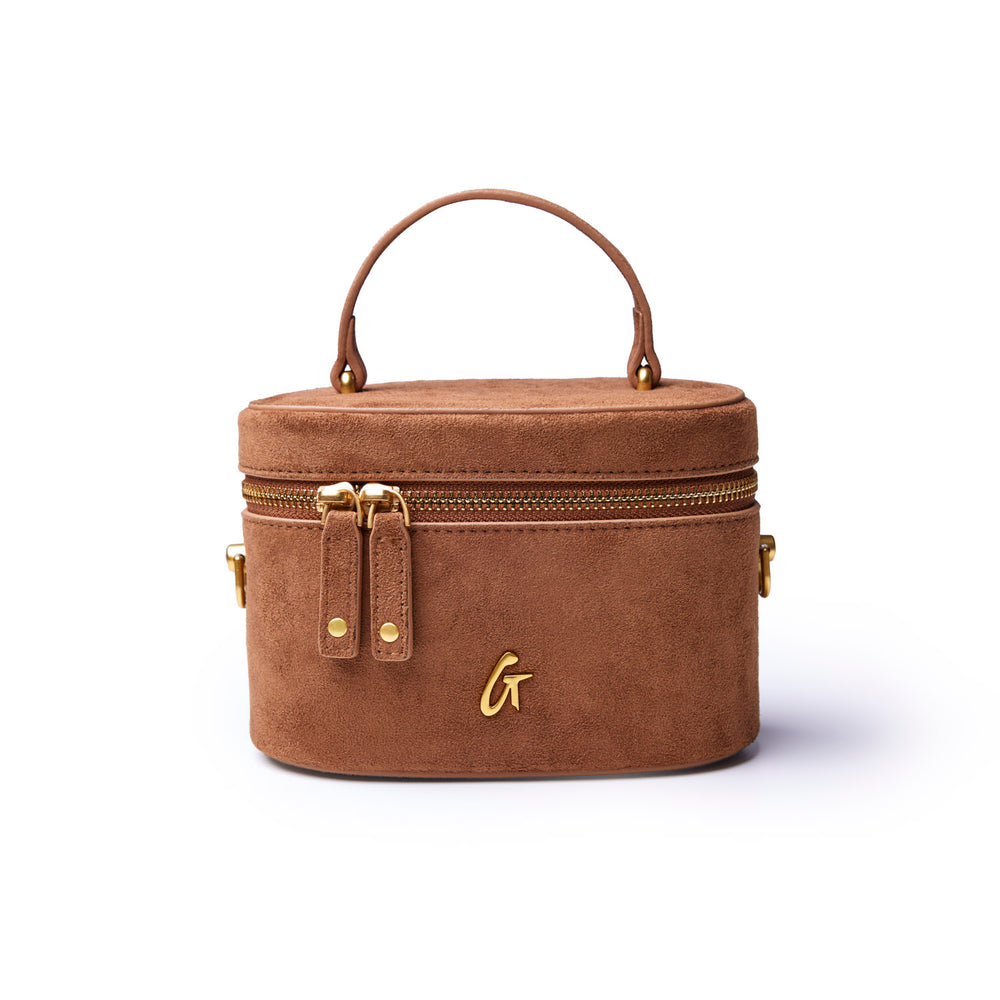 Mini Vegan Suede Vanity Bag - Brown